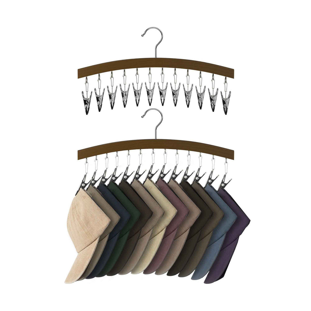 Curved Hat Organizer and Baseball Cap Rack for Closet, Set of 2