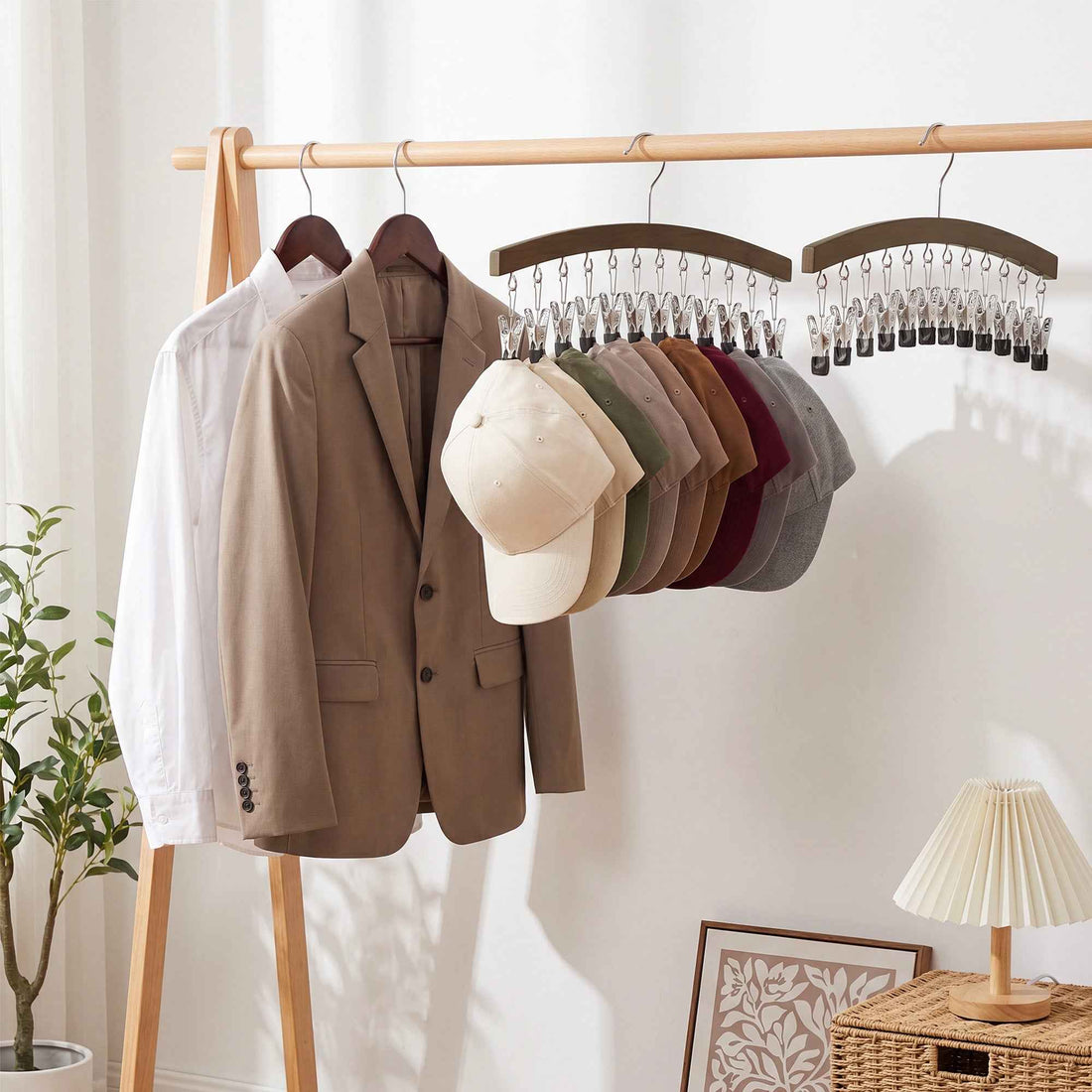 Curved Hat Organizer and Baseball Cap Rack for Closet, Set of 2