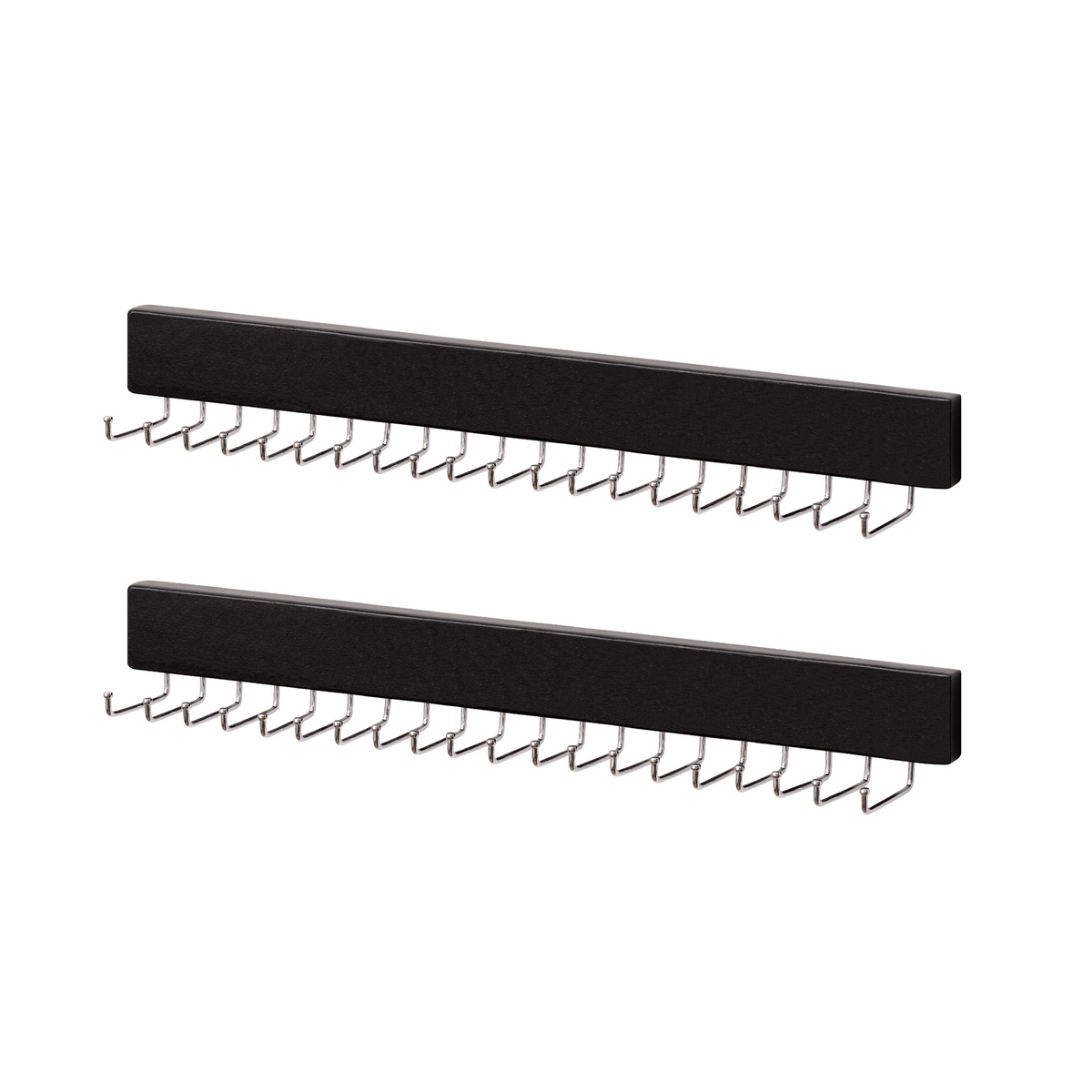 Wooden Tie Rack with Hat Hooks, Wall Mounted, Set of 2