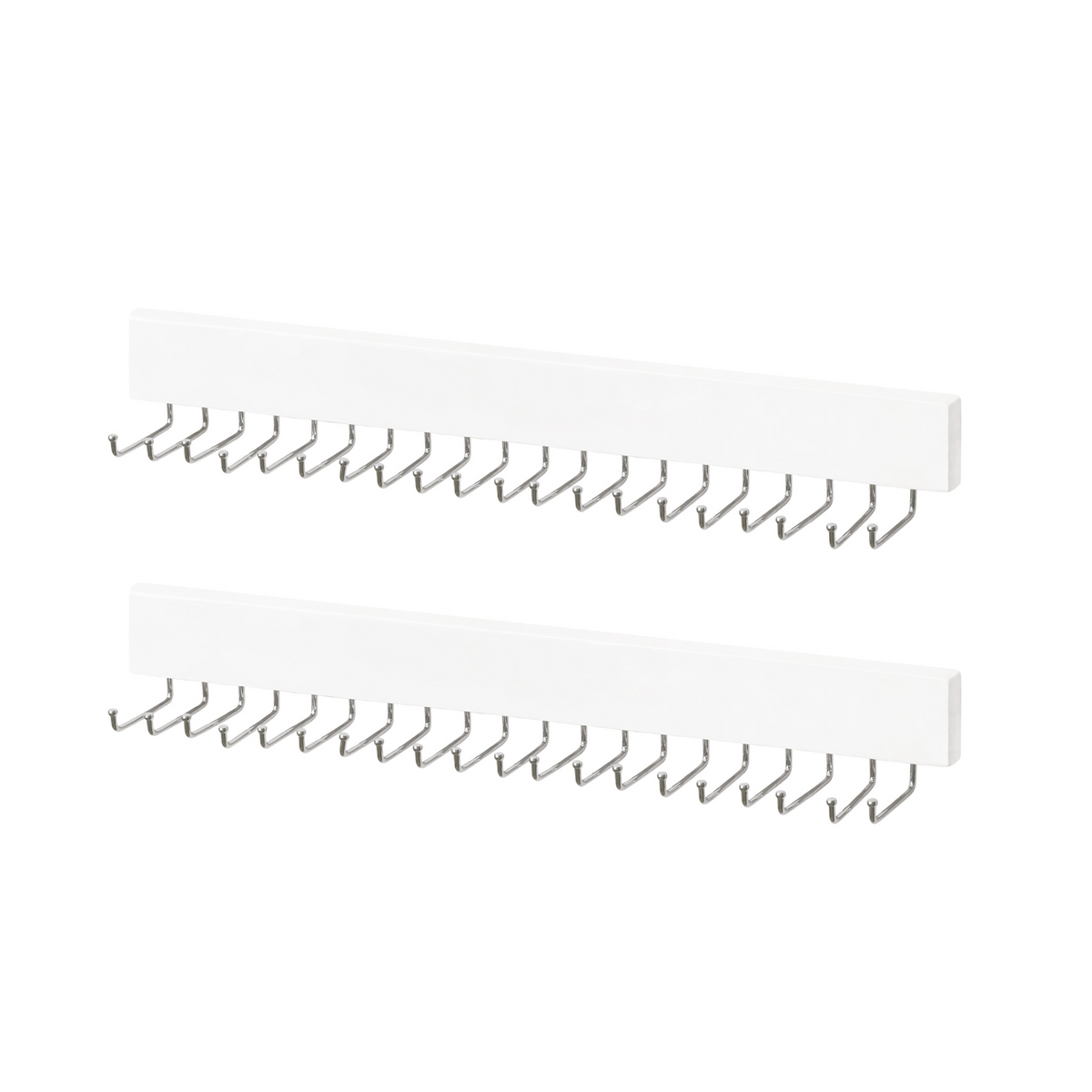 Wooden Tie Rack with Hat Hooks, Wall Mounted, Set of 2