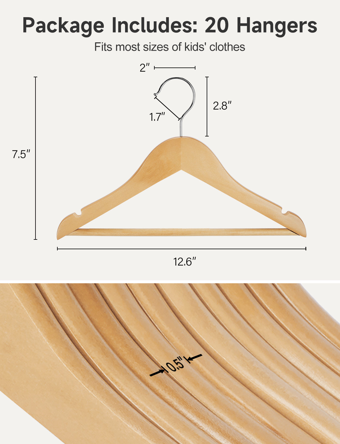 Baby Hangers, Maple Wood Clothes Organizer for Toddler