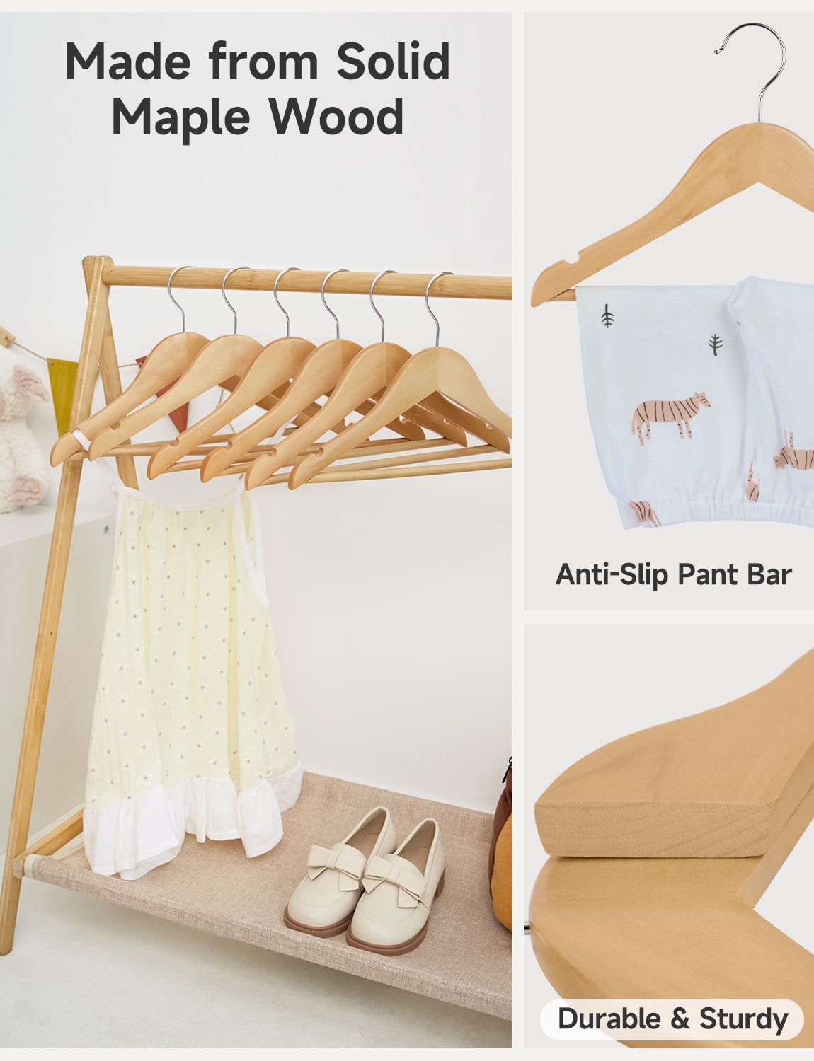 Baby Hangers, Maple Wood Clothes Organizer for Toddler