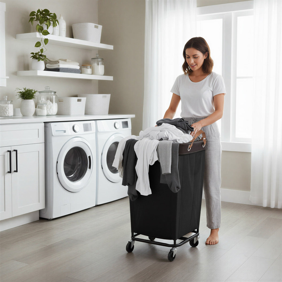 Rolling Laundry Basket with Wheels