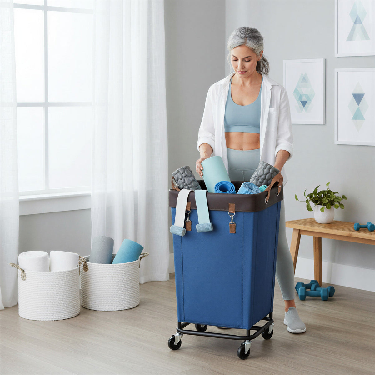 Rolling Laundry Basket with Wheels