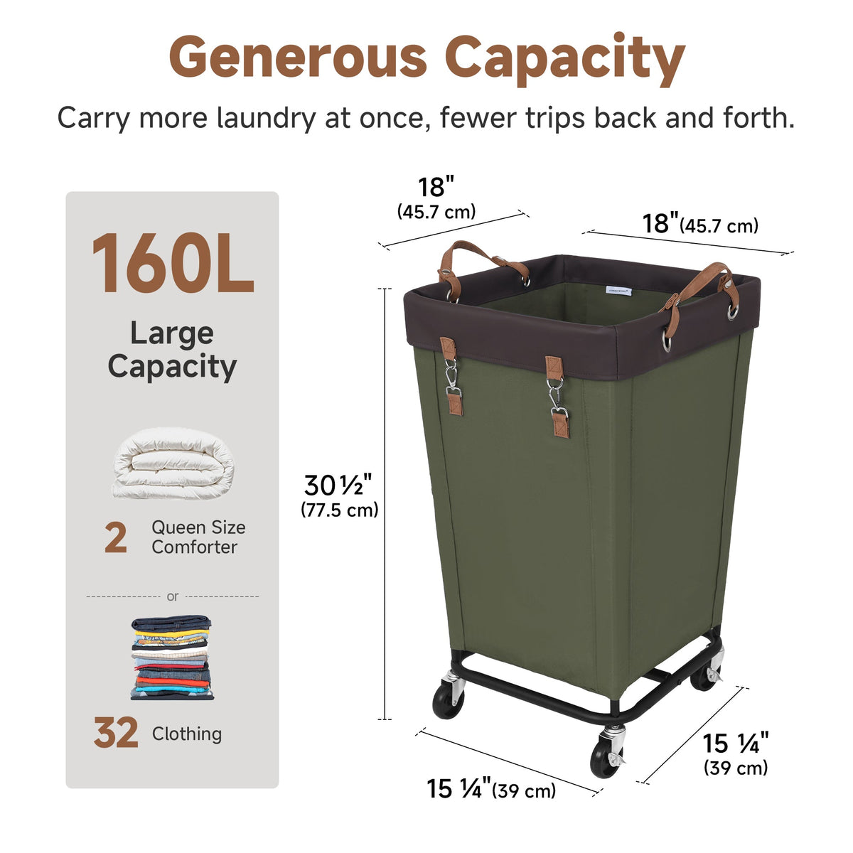 Rolling Laundry Basket with Wheels