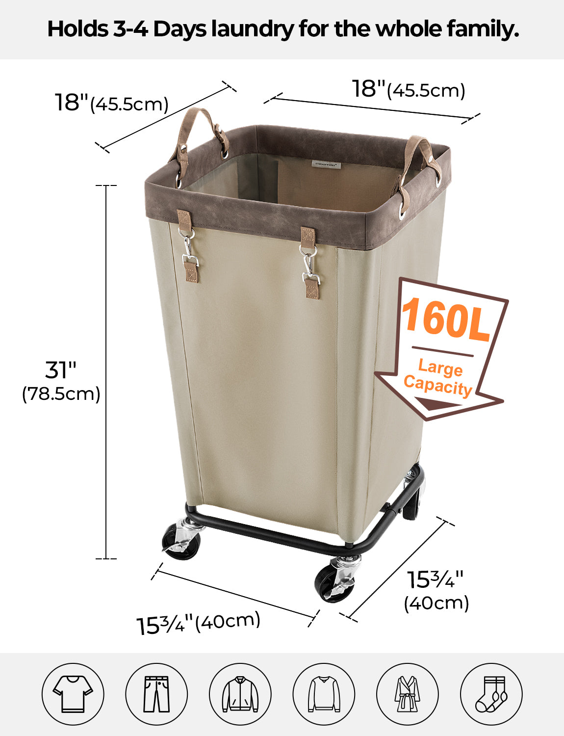 Rolling Laundry Basket with Wheels