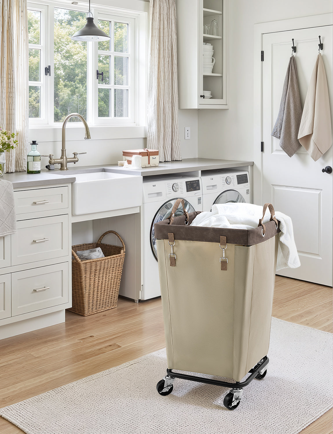 Rolling Laundry Basket with Wheels