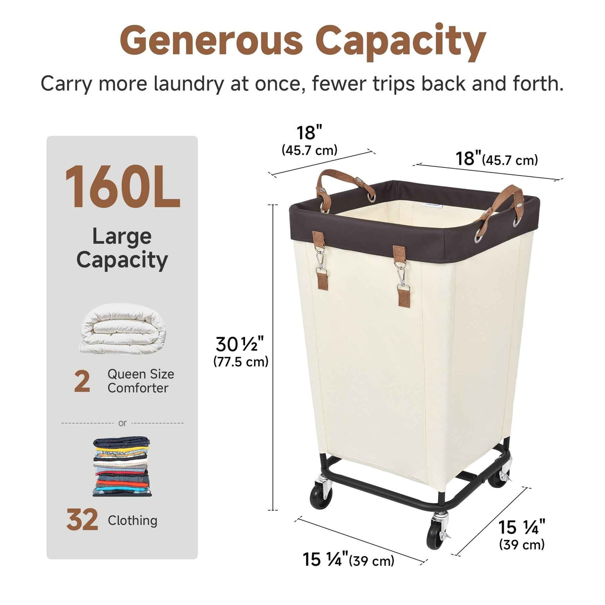 Rolling Laundry Basket with Wheels