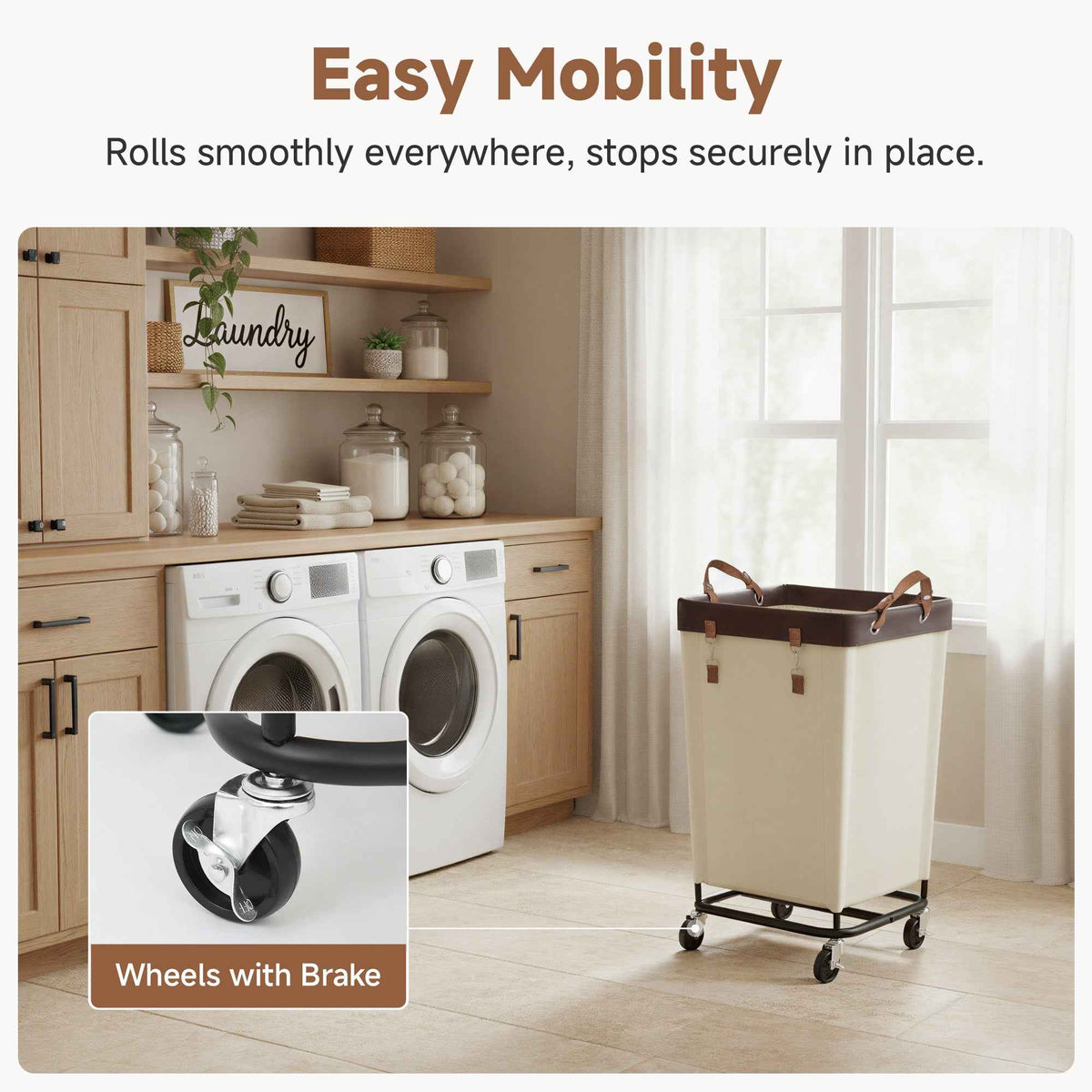 Rolling Laundry Basket with Wheels