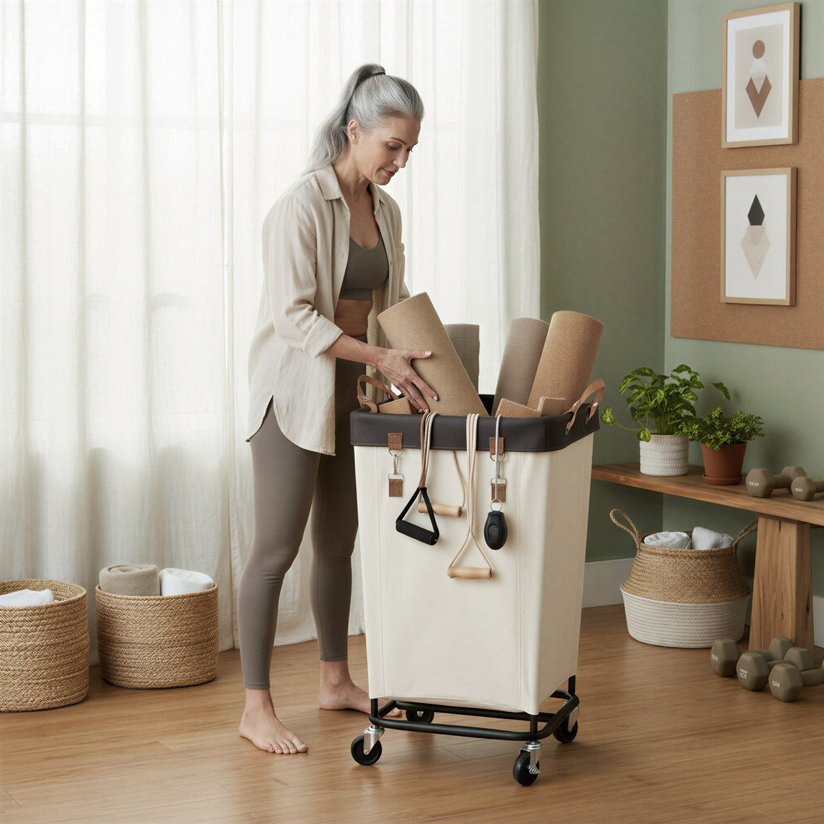 Rolling Laundry Basket with Wheels