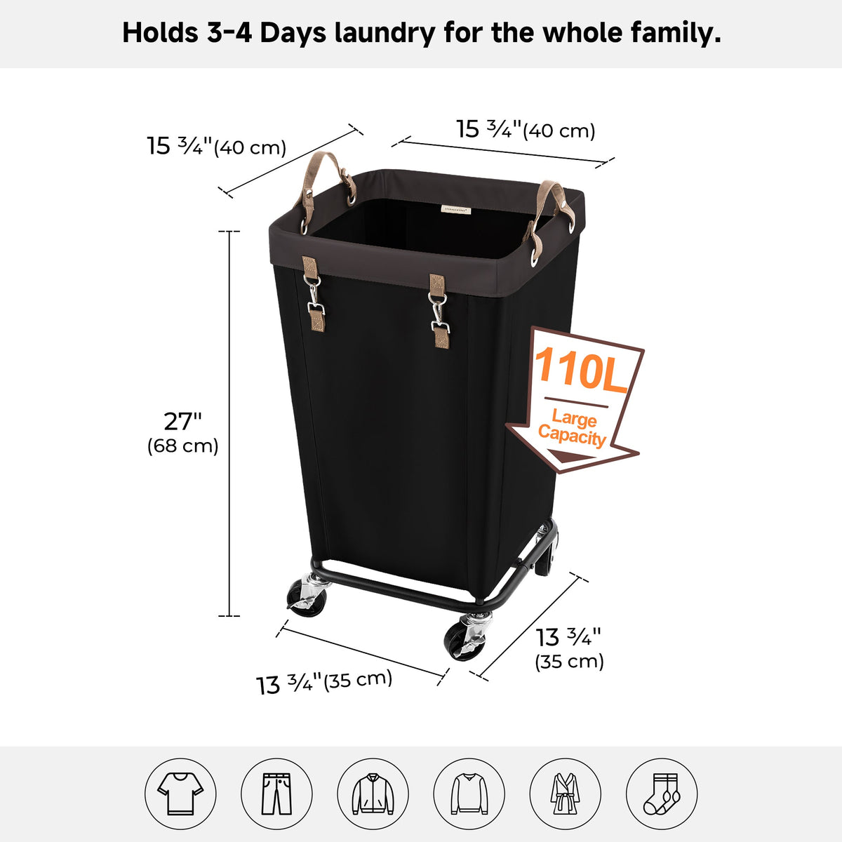 Rolling Laundry Basket with Wheels