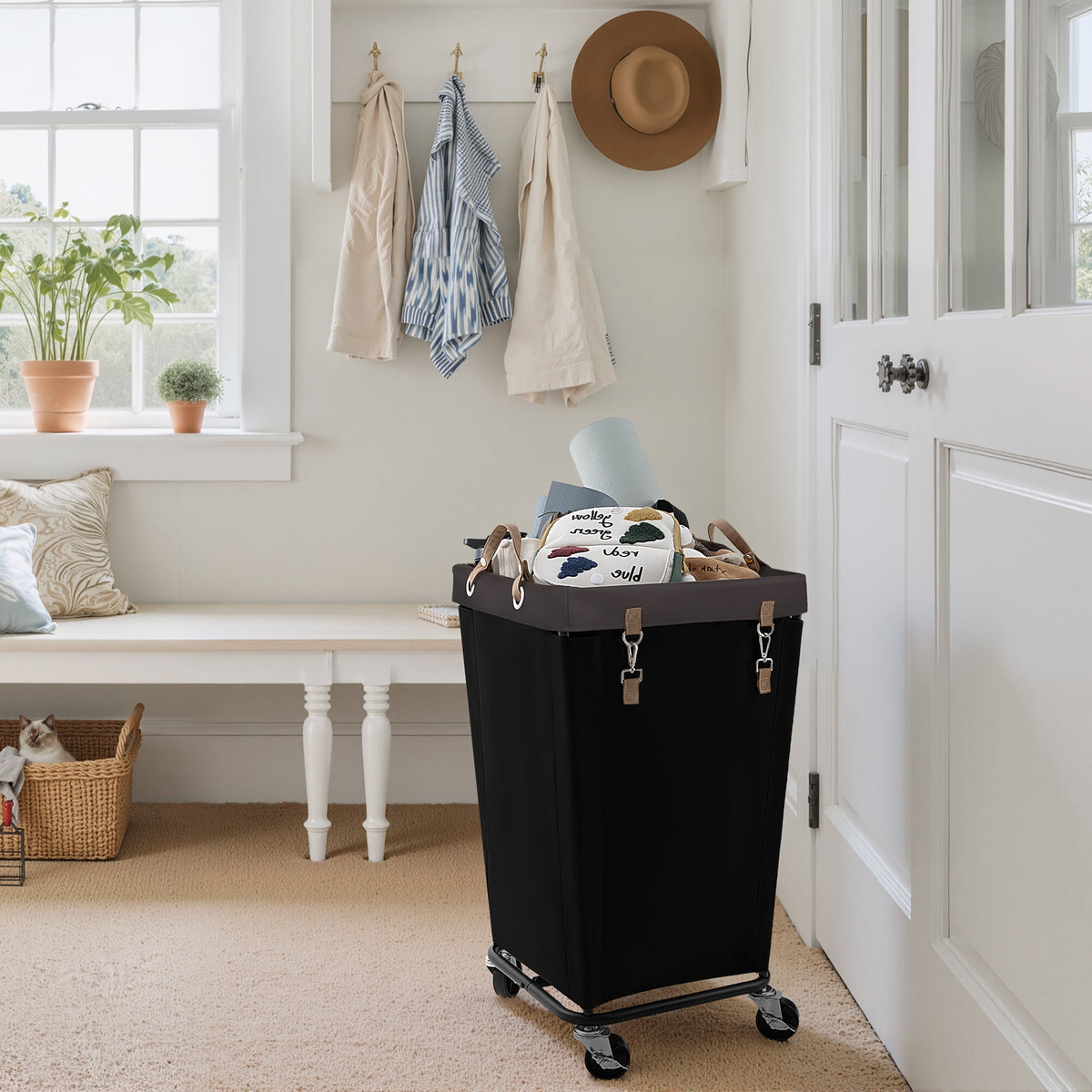 Rolling Laundry Basket with Wheels