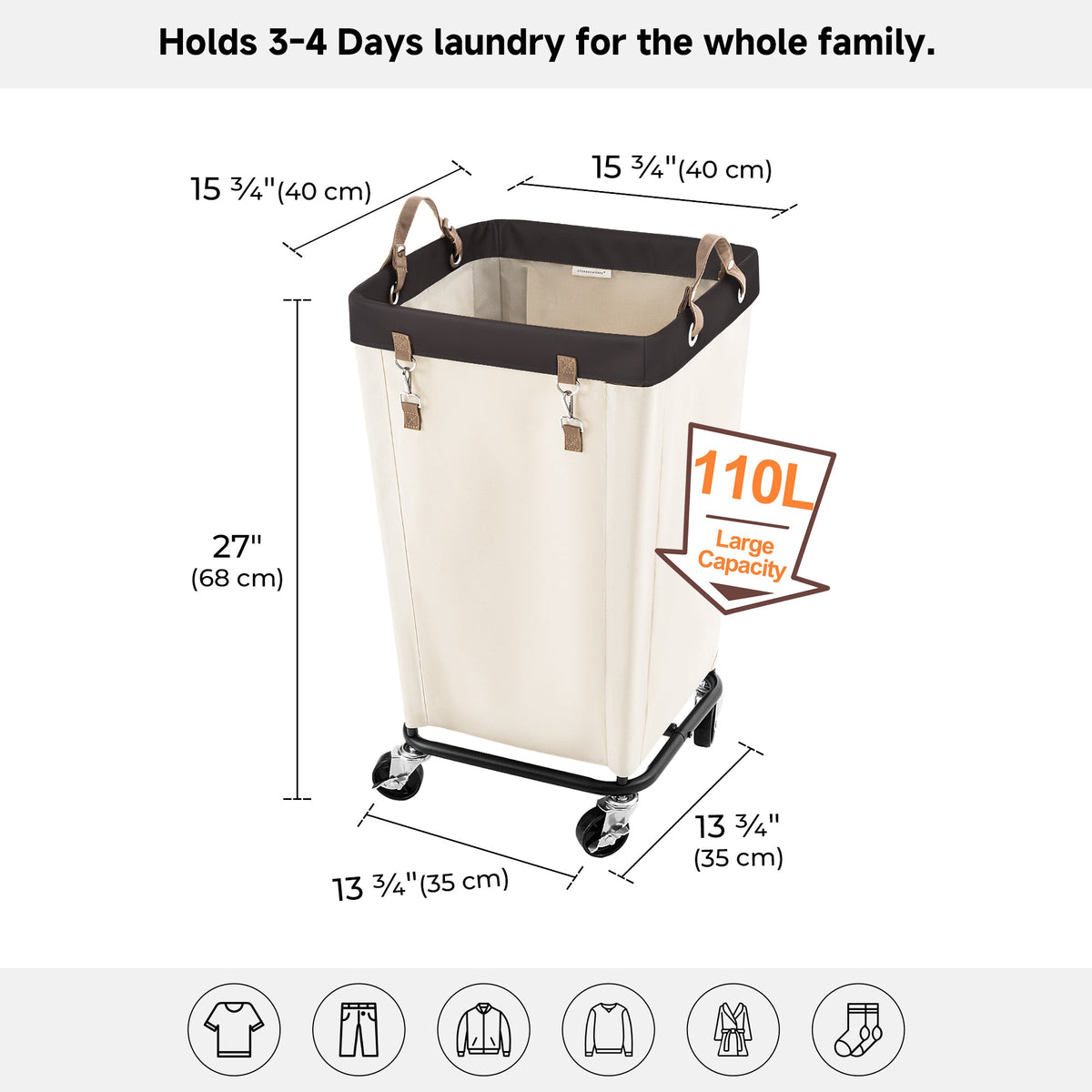 Rolling Laundry Basket with Wheels