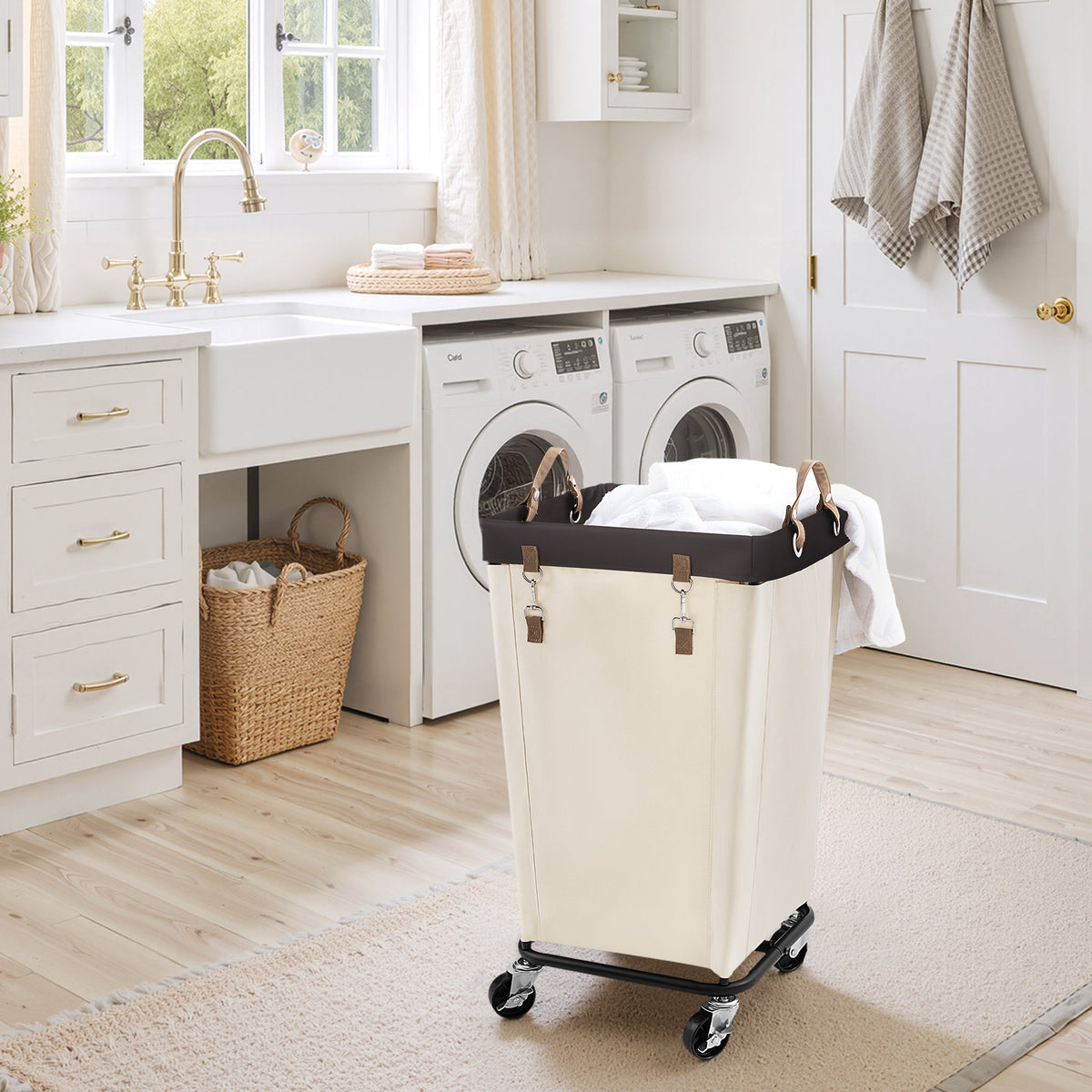 Rolling Laundry Basket with Wheels