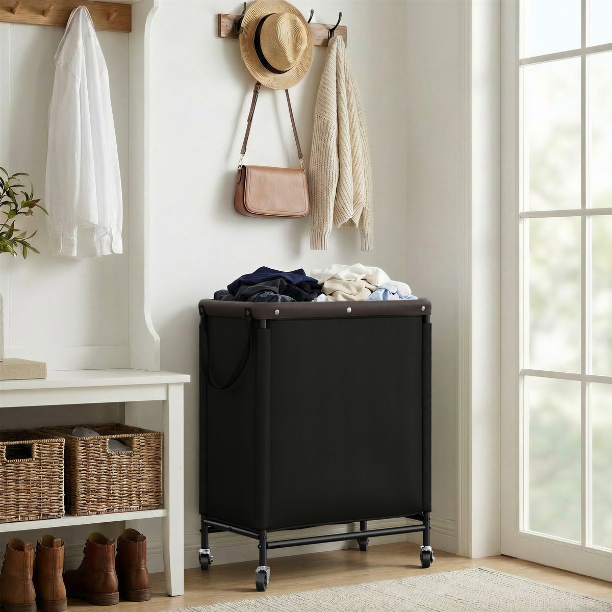 Rolling Laundry Sorter Cart with Removable Liner Bag, 90L-120L