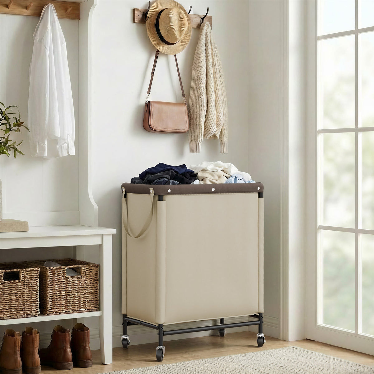 Rolling Laundry Sorter Cart with Removable Liner Bag, 90L-120L