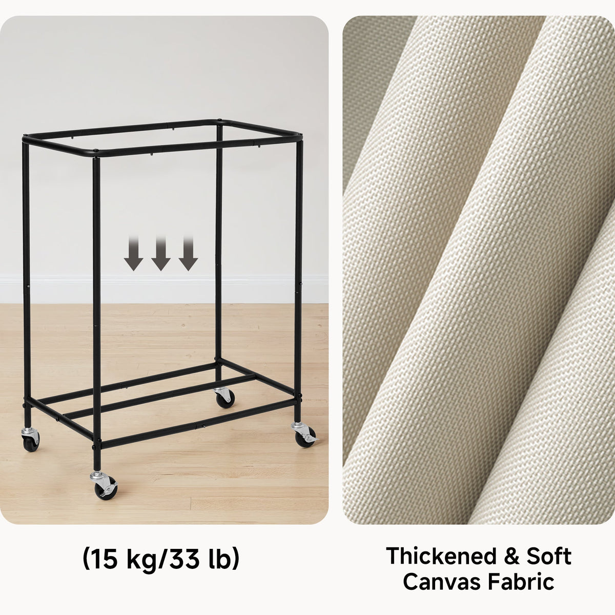 Rolling Laundry Sorter Cart with Removable Liner Bag, 90L-120L