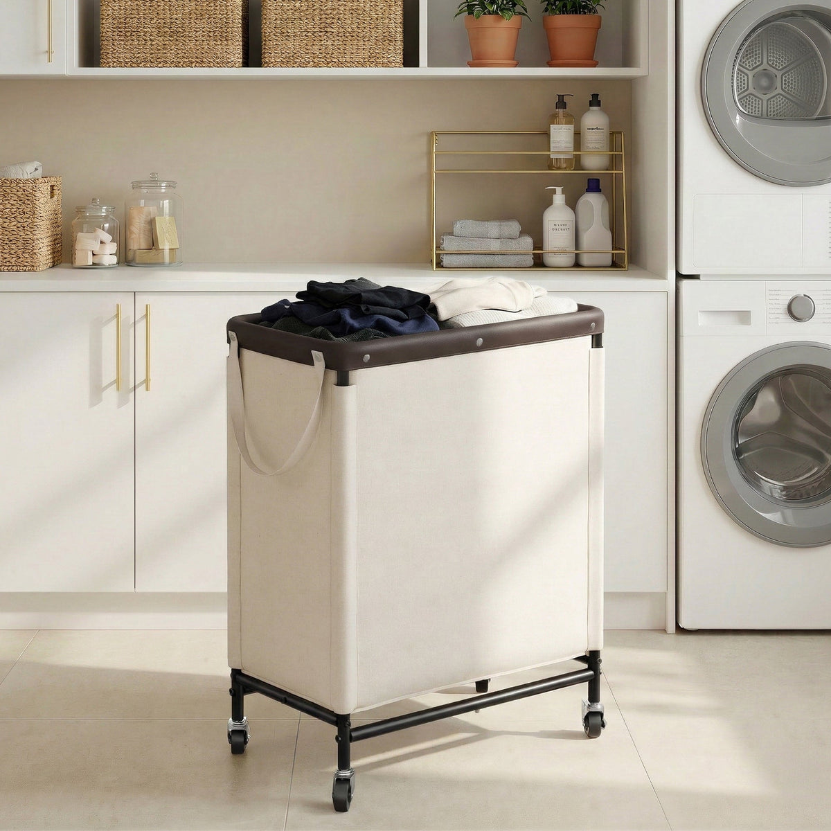 Rolling Laundry Sorter Cart with Removable Liner Bag, 90L-120L