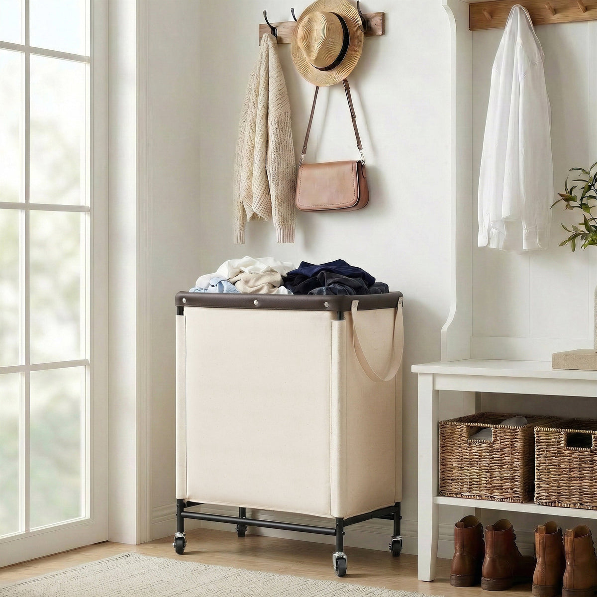 Rolling Laundry Sorter Cart with Removable Liner Bag, 90L-120L