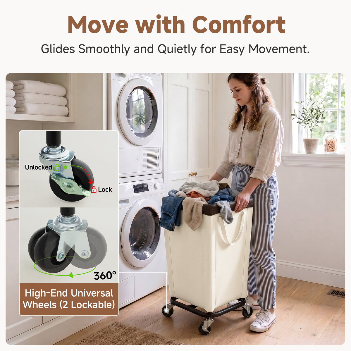 Laundry Hamper with Wheels, 150L-290L