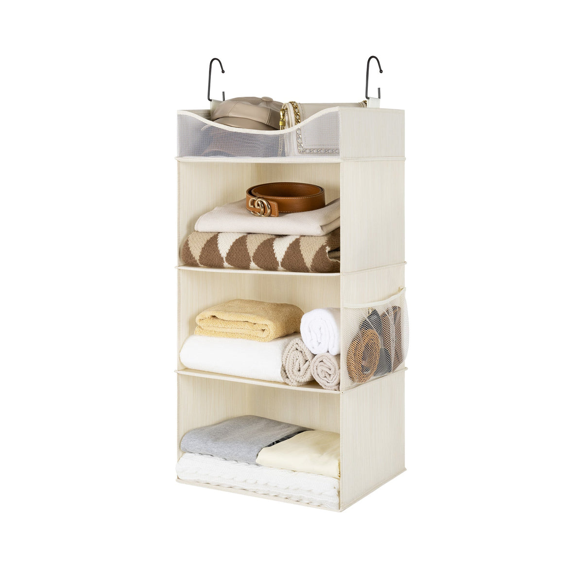 3-Shelf Hanging Closet Organizer with Top Shelf