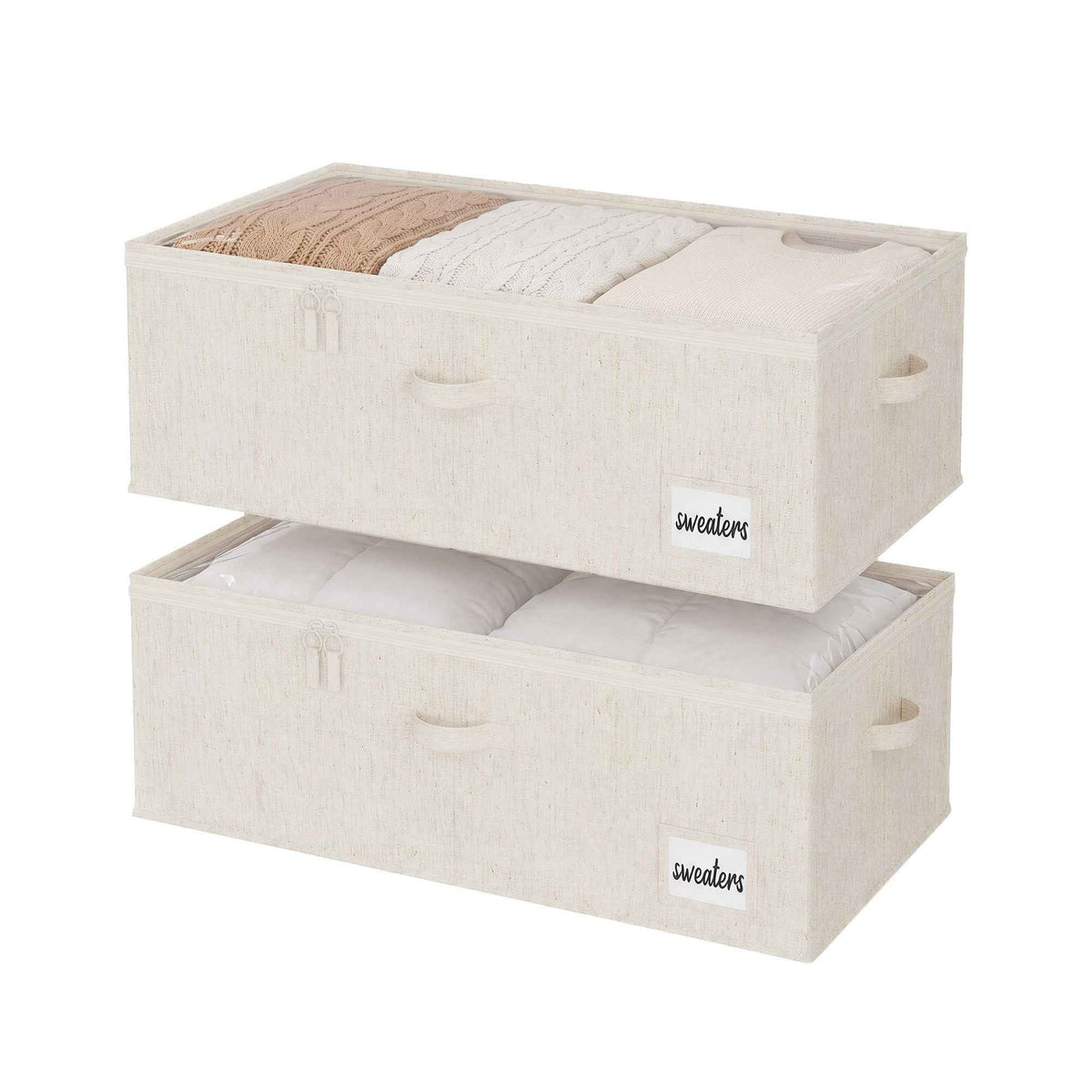 Rustic Linen Underbed Storage Containers with Lid, 10"