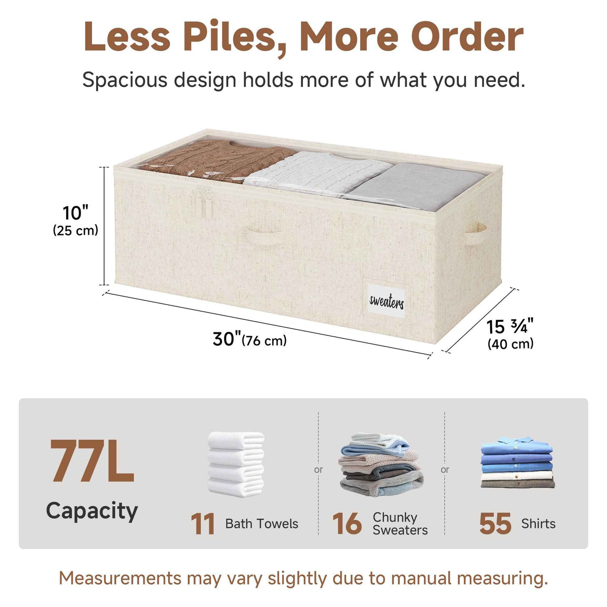 Rustic Linen Underbed Storage Containers with Lid, 10"