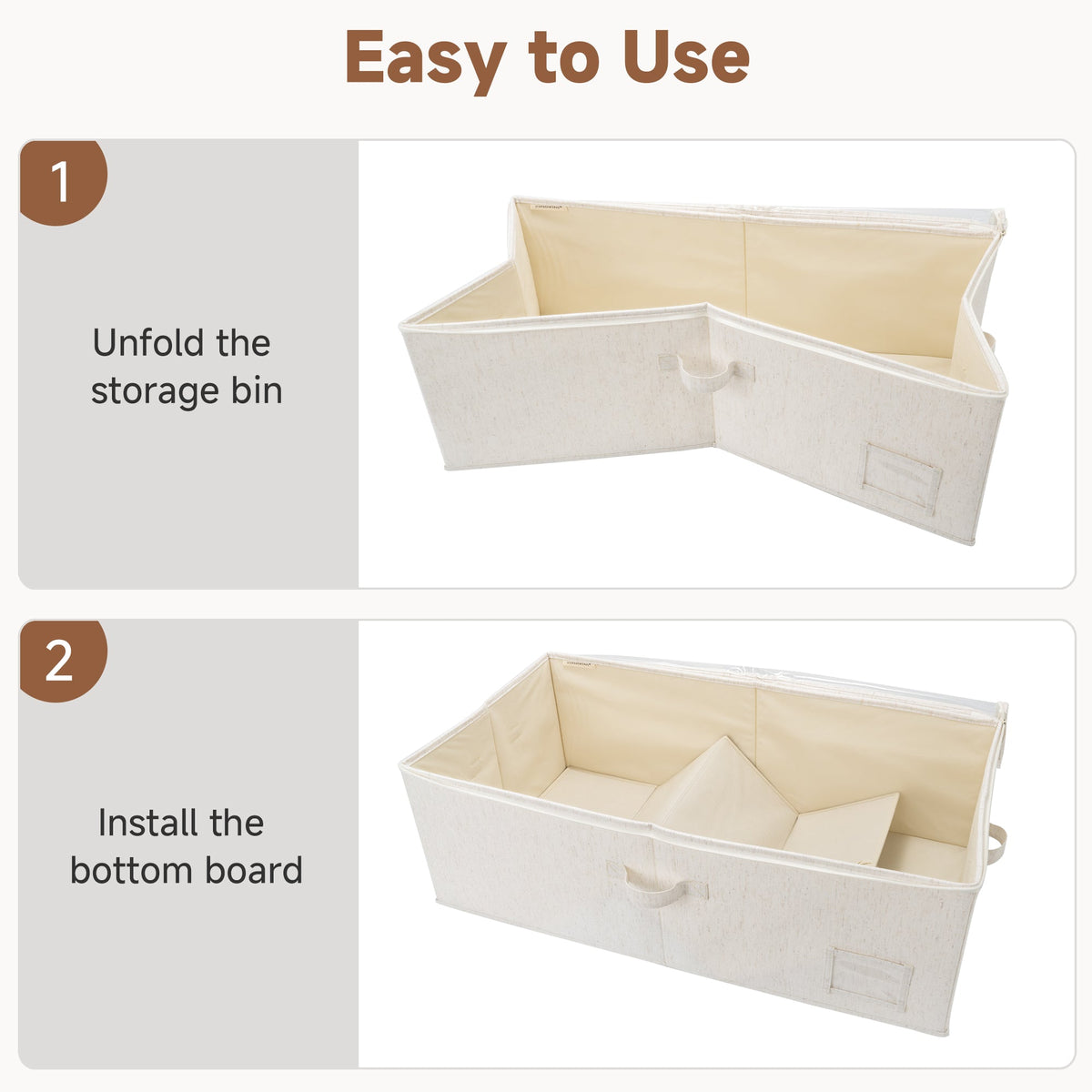 Rustic Linen Underbed Storage Containers with Lid, 10"
