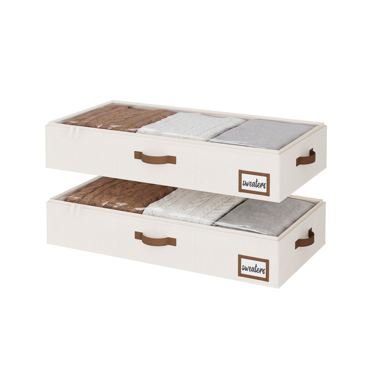 Fabric Under Bed Storage Bins with Lid, 2 Pack