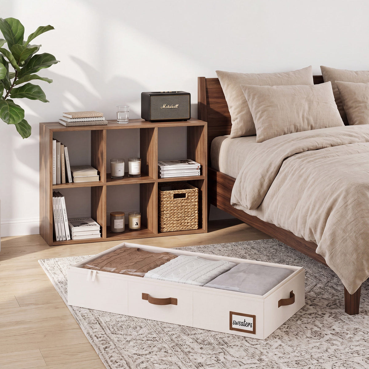 Fabric Under Bed Storage Bins with Lid, 2 Pack