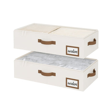 Fabric Under Bed Storage Bins with Lid, 2 Pack