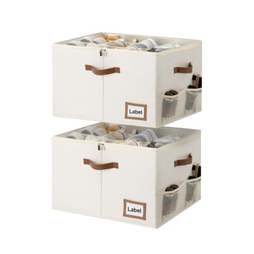 Closet Shoe Organizer with Label Holder, Fits up to 12 Pairs, Set of 2
