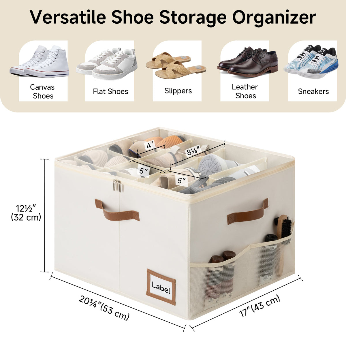 Closet Shoe Organizer with Label Holder, Fits up to 12 Pairs, Set of 2