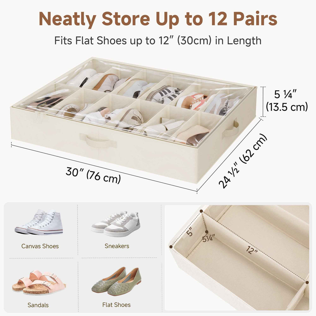 Soft-Touch Under Bed Shoe Organizer, Set of 2