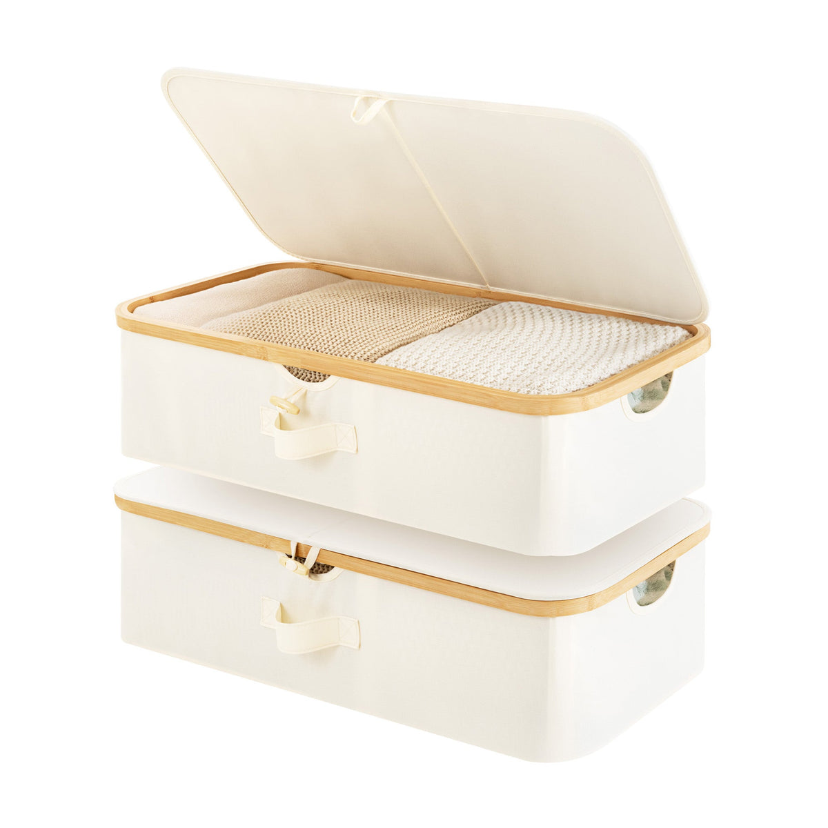 Underbed Storage Box with Lid, Bamboo Frame