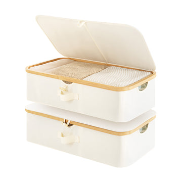 Underbed Storage Box with Lid, Bamboo Frame