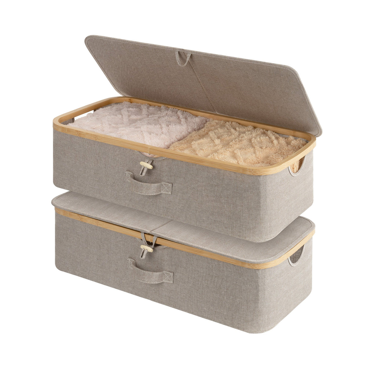 Underbed Storage Box with Lid, Bamboo Frame