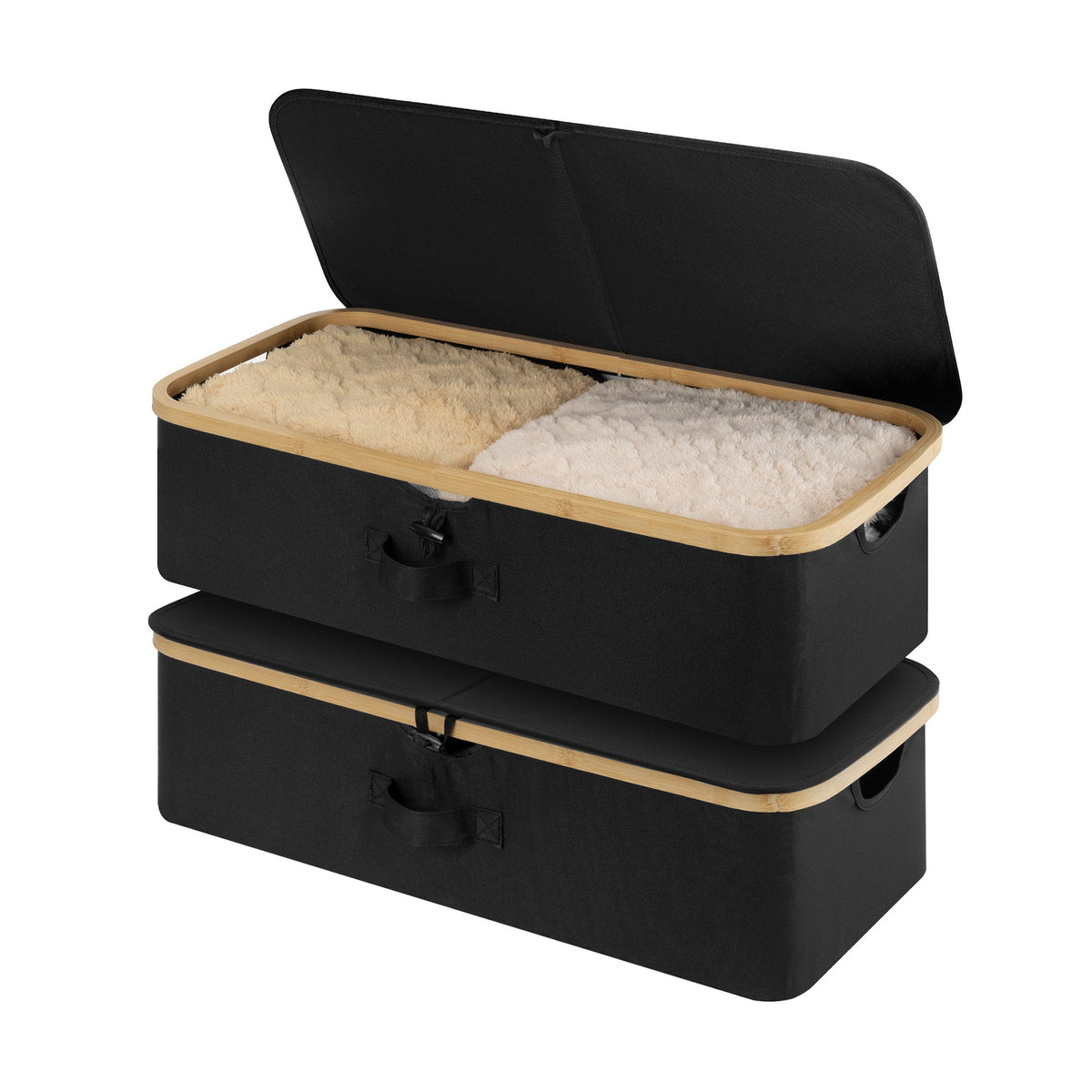 Underbed Storage Box with Lid, Bamboo Frame