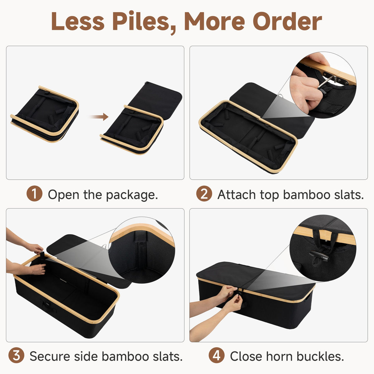 Underbed Storage Box with Lid, Bamboo Frame
