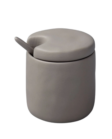 Stoneware Cellar & Spoon