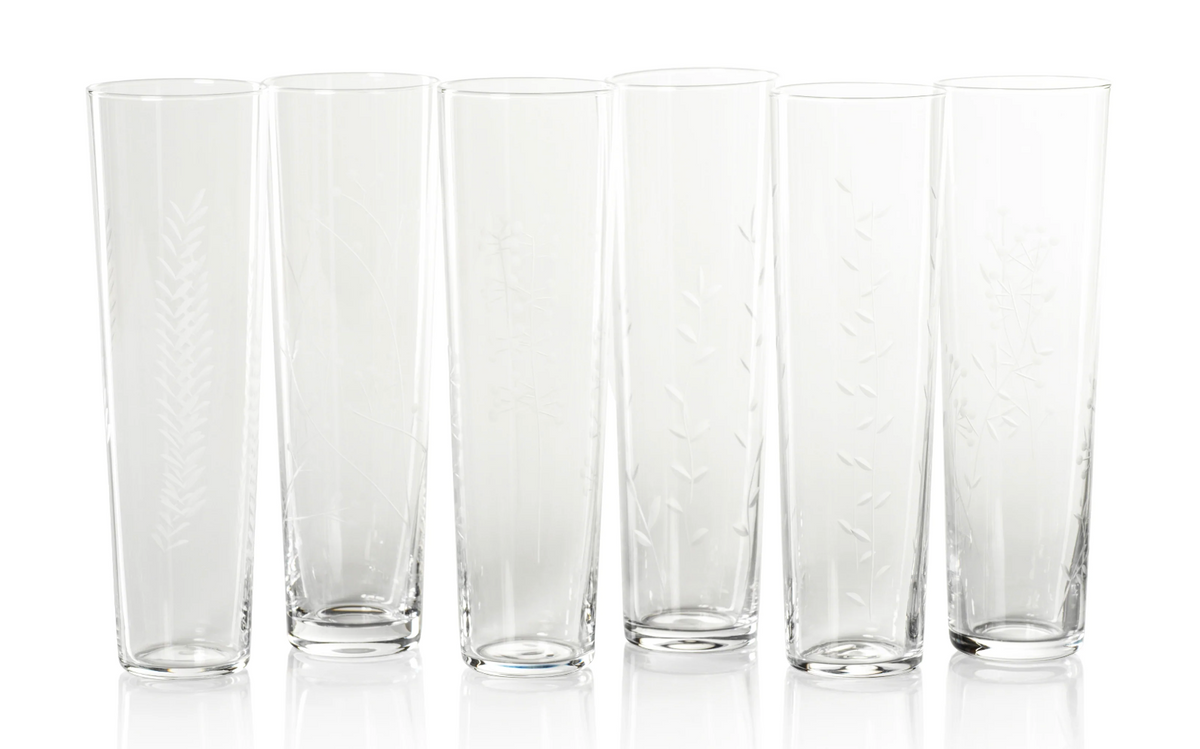 Etched Glass Champagne Flute Set