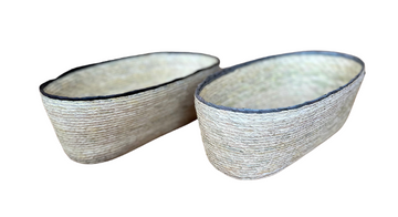 Oval Natural/Stripe Basket