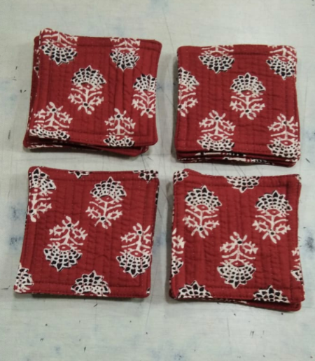 Indy Home Block Printed Fabric Coaster Set