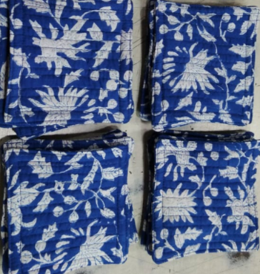 Indy Home Block Printed Fabric Coaster Set