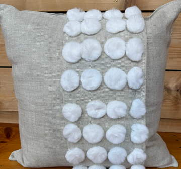 Linen Pom Pom Pillow