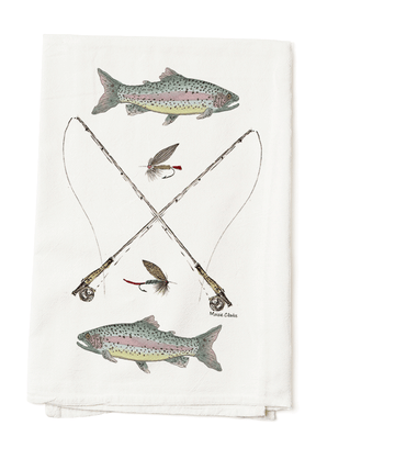 Illustrated Fly Fishing Tea Towel