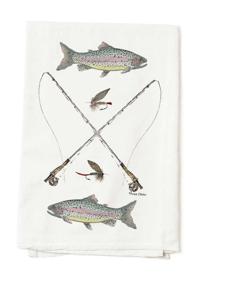 Illustrated Fly Fishing Tea Towel