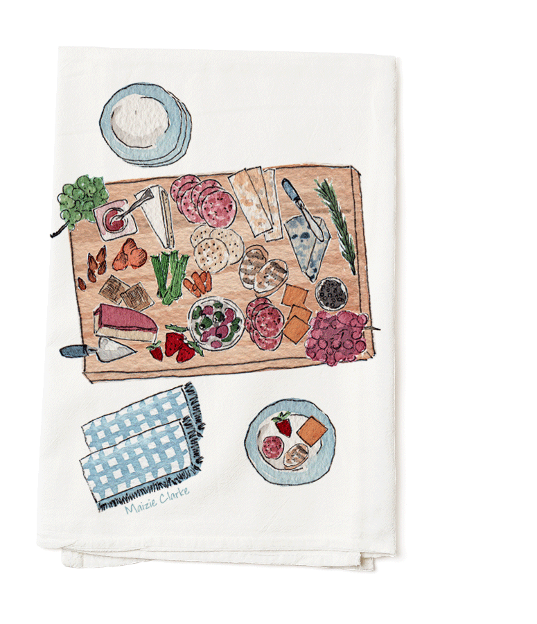 Illustrated Charcuterie Board Tea Towel