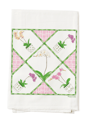 Illustrated Bamboo Orchid Tea Towel