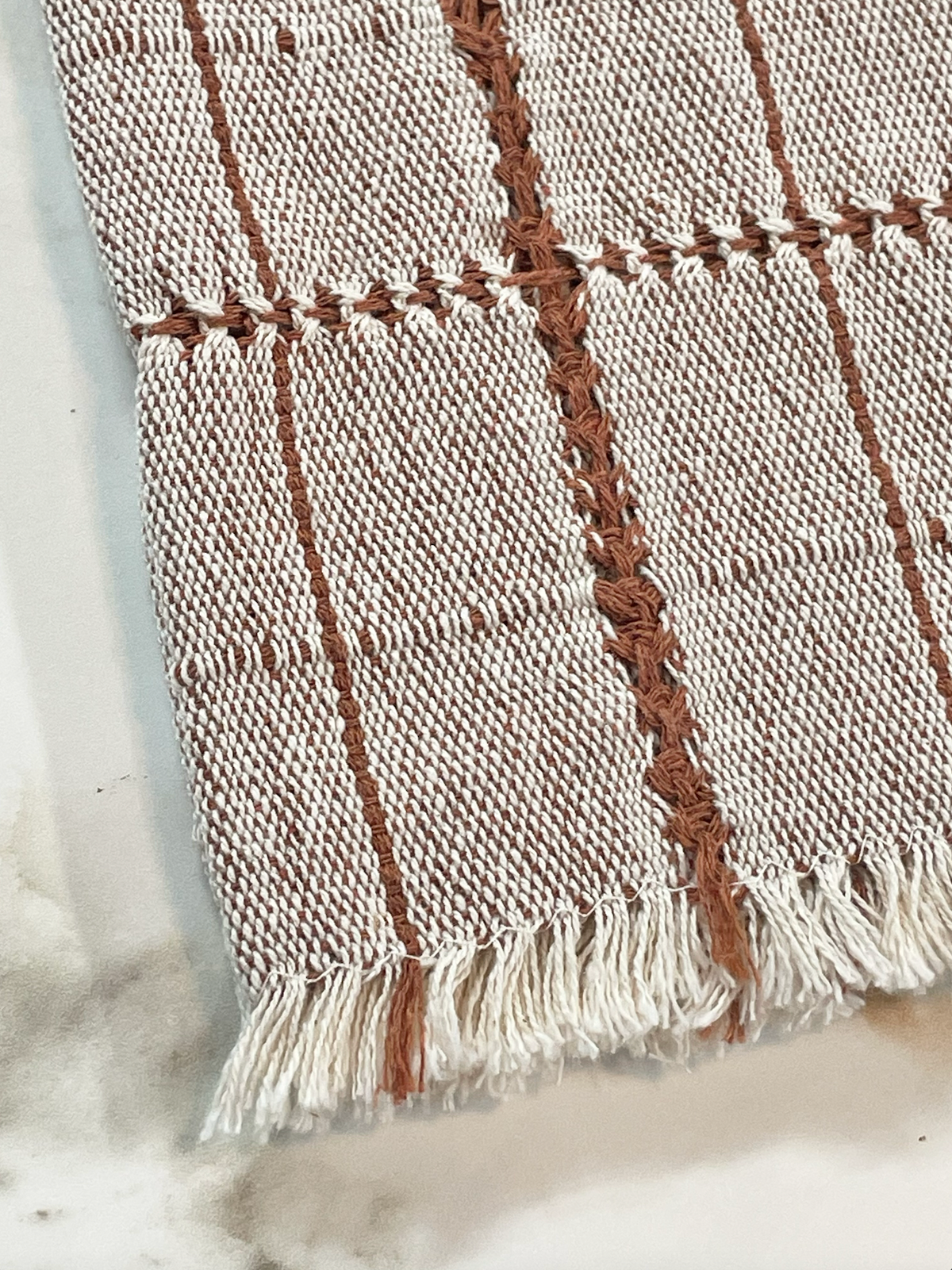 Timal Cotton Napkin, Natural/Terracota